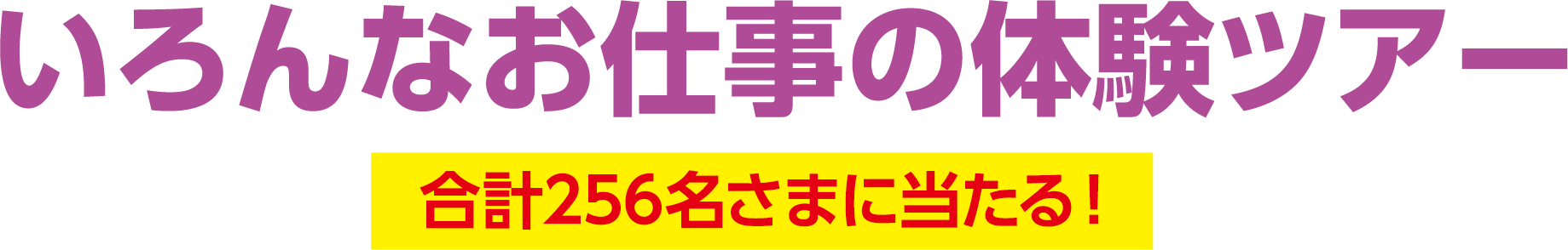 いろんなお仕事の体験ツアー 合計256名さまに当たる！