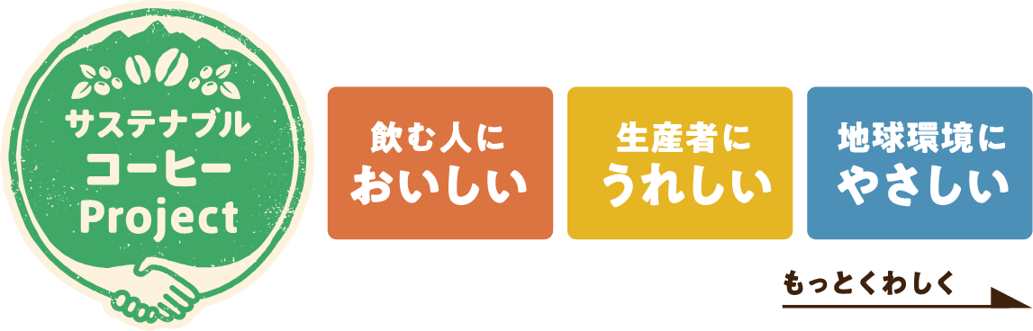 サステナブル コーヒーProject 飲む人においしい 生産者にうれしい 地球環境にやさしい もっとくわしく