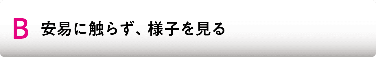 B 安易に触らず、様子を見る