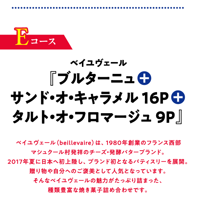 Eコース ベイユヴェール『ブルターニュ＋サンド・オ・キャラメル16P＋タルト・オ・フロマージュ9P』