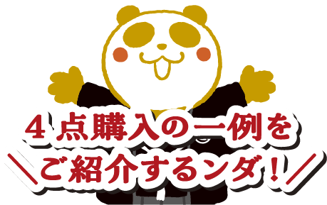 4点購入の一例をご紹介するンダ！